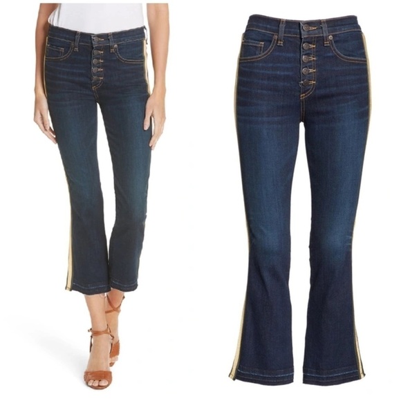 Veronica Beard Carolyn Baby Boot Cut Cropped Jeans in Vintage Blue - Picture 1 of 12